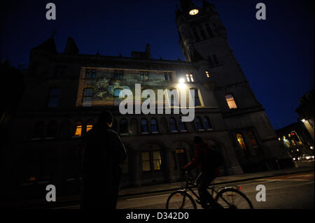 Maison de ville de La Ville d'Aberdeen avec artworks projetée à l'est dans le cadre du lancement de la "peintures" votre site montrant l'art public Banque D'Images