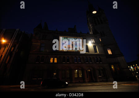 Maison de ville de La Ville d'Aberdeen avec artworks projetée à l'est dans le cadre du lancement de la "peintures" votre site montrant l'art public Banque D'Images