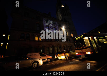 Maison de ville de La Ville d'Aberdeen avec artworks projetée à l'est dans le cadre du lancement de la "peintures" votre site montrant l'art public Banque D'Images