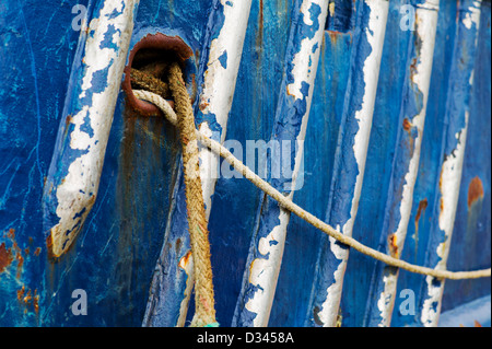 Location de bateaux de pêche commerciale et dans le port, Homer, Alaska, USA. Détail de cordes et le gréement. Banque D'Images