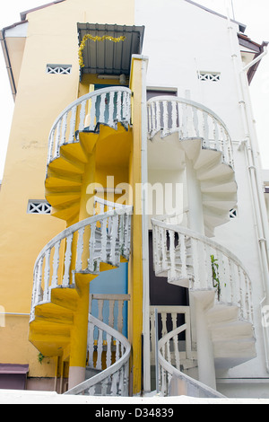 Maison Peranakan historique escalier derrière 3 Banque D'Images