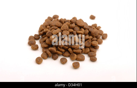 Dry Cat ou aliments pour chiens en forme de la croquette sur fond blanc Banque D'Images