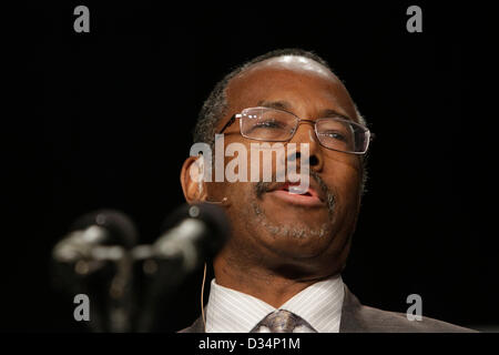 Washington DC, USA. 7 février 2013. Le Dr Benjamin Carson parle lors de la prière nationale Petit-déjeuner à l'hôtel Hilton de Washington à Washington, DC, 7 février 2013..Crédit : Chris Kleponis/dpa/Alamy Live News Banque D'Images