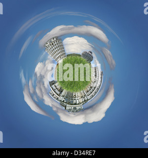 Cathédrale et Tour de Pise en tant que planète flottant dans le ciel salon Banque D'Images