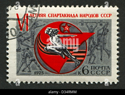Urss - circa 1975 : timbre-poste imprimé en URSS dédié aux spartakiades été VI des peuples de l'URSS (1975), vers 1975. Banque D'Images