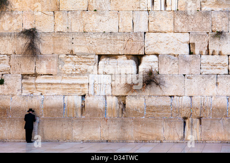 Vue sur le mur des Lamentations de Jérusalem, Israël Banque D'Images