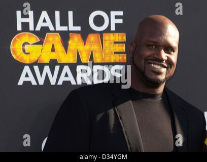 Shaquille O'Neal aux arrivées de Cartoon Network's Hall of Game Awards - Arrivals, Barker Hangar, Santa Monica, CA, 9 février 2013. Photo par : Emiley Schweich/Everett Collection/Alamy Live News Banque D'Images