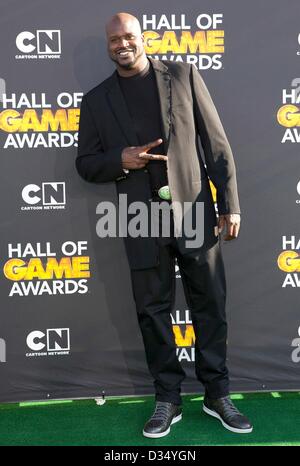 Shaquille O'Neal aux arrivées de Cartoon Network's Hall of Game Awards - Arrivals, Barker Hangar, Santa Monica, CA, 9 février 2013. Photo par : Emiley Schweich/Everett Collection/Alamy Live News Banque D'Images