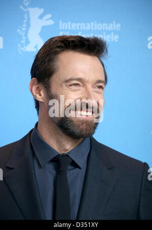 L'acteur Hugh Jackman pose à la photocall de "Les Miserables" durant le 63e Festival du Film de Berlin, aka Berlinale à l'hôtel Hyatt à Berlin, Allemagne, le 09 février 2013. Photo : Hubert Boesl Banque D'Images