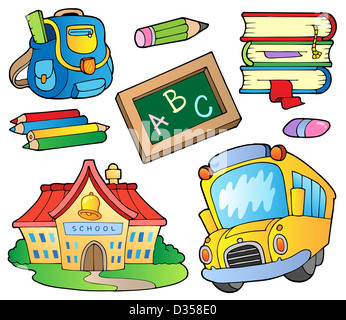 Collecte de fournitures scolaires 1 - illustration isolé. Banque D'Images