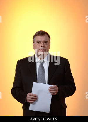 Conférence de presse avec le Premier ministre Geir Haarde et bancaires ministre Bjorgvin Sigurdsson à Reykjavik le 9 octobre. 2008 Banque D'Images