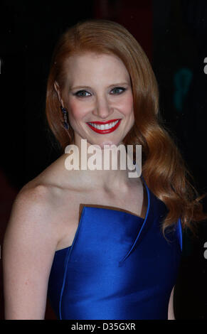 Jessica Chastain arrive pour l'EE British Academy Film Awards - Tapis Rouge Les arrivées à la Royal Opera House. Banque D'Images