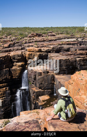 Vue du haut du plateau de grès Gardner au King George Falls, région de Kimberley, Australie occidentale Banque D'Images