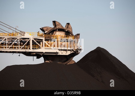 Les stocks du chargeur de charbon Kooragang géant des millions de tonnes de charbon pour l'exportation chaque année à Port Newcastle Australie Banque D'Images