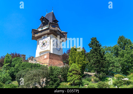 Tour de l'Horloge (Uhrturm) à Graz, en Styrie, Autriche Banque D'Images