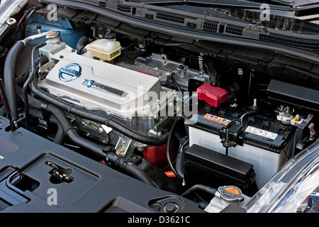Batterie au lithium-ion de Nissan Leaf, voiture électrique zéro émission, Winchester, Royaume-Uni, 28 04 2011 Banque D'Images