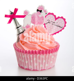 CUPCAKE PARISIEN ROSE Banque D'Images