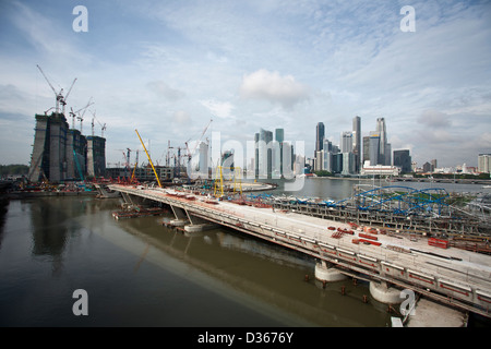 Une vue générale de la Marina Bay Sands Resort en construction à Singapour Banque D'Images