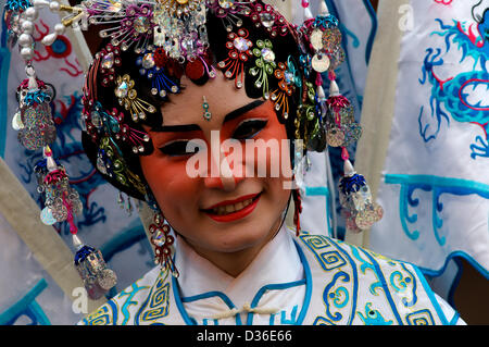 Bangkok, Thaïlande, 11 février 2013. opéra traditionnel chinois interprète, le festival du Nouvel an chinois, Bangkok : Crédit Kraig Lieb / Alamy Live News Banque D'Images