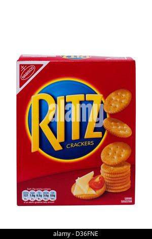Une boîte de craquelins Nabisco Ritz sur fond blanc Banque D'Images