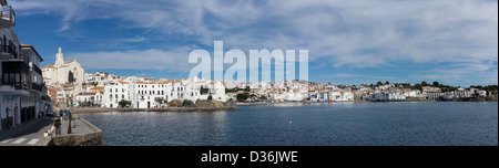 Pano de Cadaques Bay près de Cap de Creus le cap, Gérone, Catalogne, Espagne Banque D'Images