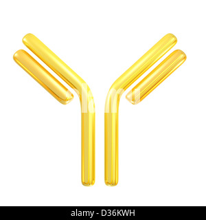 Or en rendu 3d symbole d'anticorps pour la pharmacie de conception connexes Banque D'Images