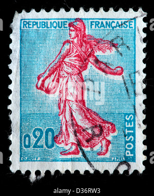 Semeur, timbre-poste, France, 1958 Banque D'Images