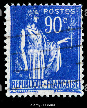 La paix avec l'Olive Branch, Marianne, timbre-poste, France, 1932 Banque D'Images