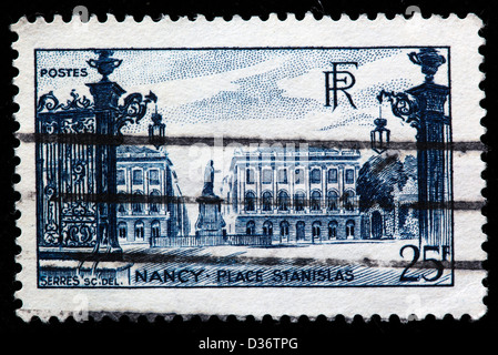 La Place Stanislas, Nancy, Meurthe-et-Moselle, Lorraine, timbre-poste, France, 1946 Banque D'Images