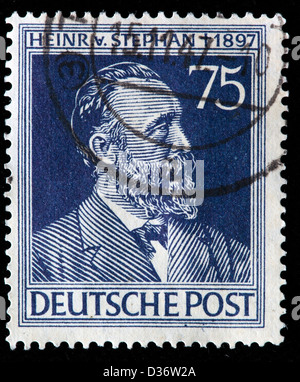 Heinrich VON STEPHAN, premier ministre des Postes de l'Empire allemand, timbre-poste, Allemagne, 1947 Banque D'Images