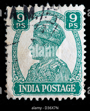 Le roi George VI, timbre-poste, l'Inde, 1941 Banque D'Images