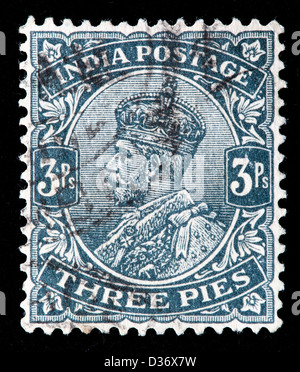 Le roi George V, timbre-poste, l'Inde, 1911 Banque D'Images