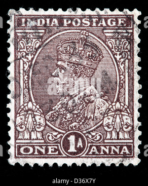 Le roi George V, timbre-poste, l'Inde, 1911 Banque D'Images