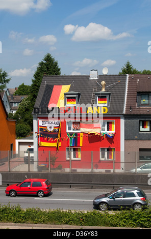 Essen, Allemagne, Coupe du monde décoration à une maison privée Banque D'Images