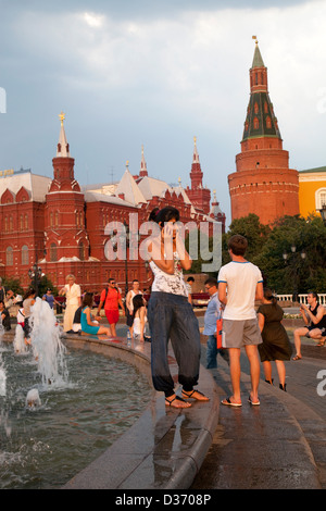Moscou, Russie, le Manege Square fountain Banque D'Images
