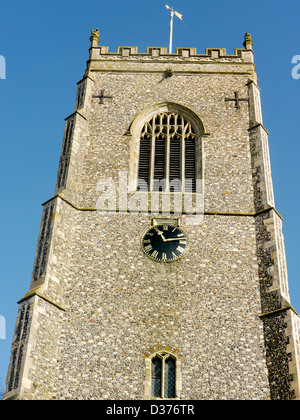 La tour de l'horloge du xiie siècle Église de Saint Michel en Framlingham, Suffolk, UK Banque D'Images