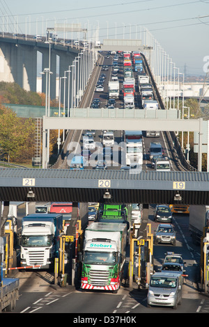 Vue sur le pont de Dartford Crossing à partir de Kent (Royaume-Uni) Banque D'Images