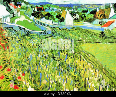 Vincent van Gogh, vignes en vue d'Auvers. 1890. Le postimpressionnisme. Huile sur toile. Le Saint Louis Art Museum Banque D'Images