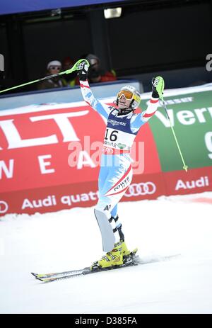 Schladming, Autriche. 11 février 2013. Nicole Hosp (AUT), le 8 février 2013 - Ski Alpin : Championnats du Monde FIS de Ski Alpin 2013 Women's Super combiné à Schladming, en Autriche. (Photo par Hiroyuki Sato/AFLO/Alamy Live News) Banque D'Images