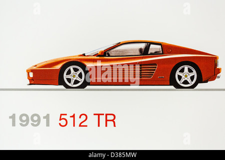 Représentation graphique d'une Ferrari 512 TR 1991, Musée Ferrari, Maranello, Italie Banque D'Images