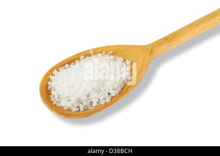 Une cuillère de sel de mer raffiné Banque D'Images