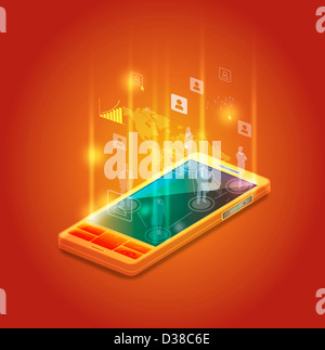 Image d'illustration de téléphone mobile représentant les réseaux d'affaires Banque D'Images