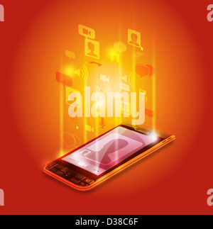 Image d'illustration de téléphone mobile qui représente la communication sociale Banque D'Images