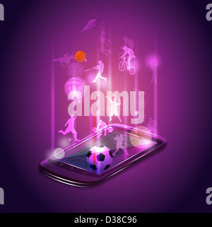 Image d'illustration de téléphone mobile app sports représentant Banque D'Images