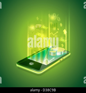 Image d'illustration d'applications d'affaires représentant téléphone mobile Banque D'Images