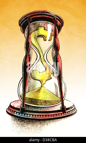 Image d'illustration du signe dollar en déclin dans hourglass représentant le temps est argent Banque D'Images