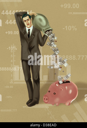 Image d'illustration de l'abandon d'affaires de l'argent dans piggy bank Banque D'Images