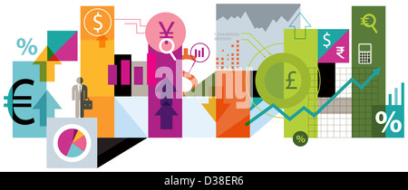 Image d'illustration de collage représentant le trading en ligne Banque D'Images
