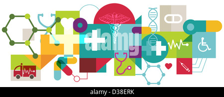 Image d'illustration de collage représentant d'assurance-santé Banque D'Images
