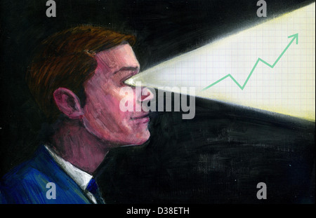 Image d'illustration graphique progressive de l'émergeant dans les yeux de l'homme d'affaires représentant vision du leader Banque D'Images